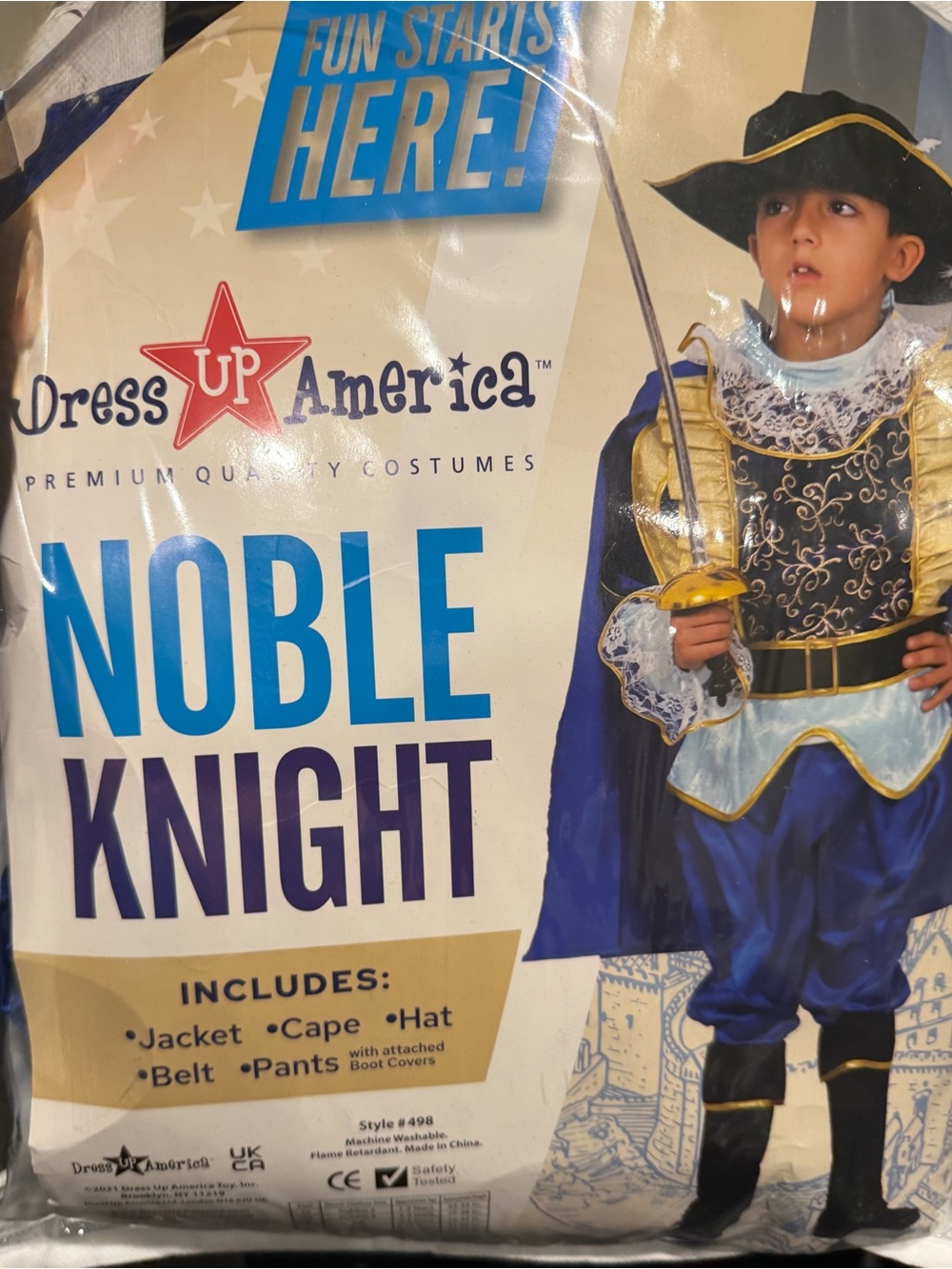 Dress Up America Noble Knight kids costume size Small (4-6 years old) like new
